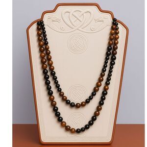 94" Pearlized Brown Infinity Strand Necklace – Extra Long Layering Bead Strand